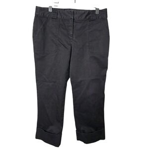 Context Black Cropped Pants Womens Size 6 Cuffed Casual Career Capri